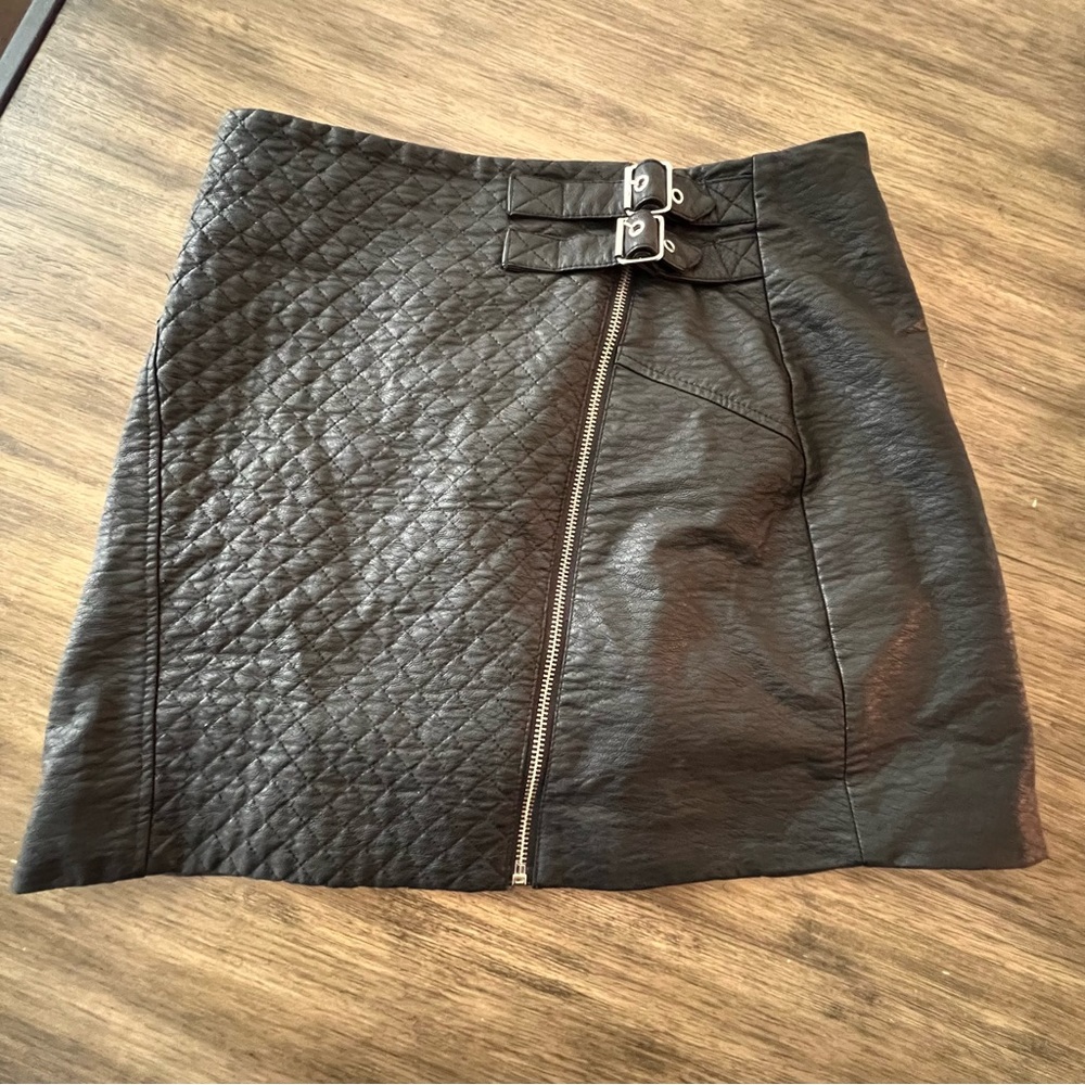 Faux Leather Quilted Mini Skirt